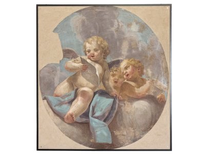 聖アウグスティヌス教会の天使のフレスコ画 作： Vittorio Maria Bigari