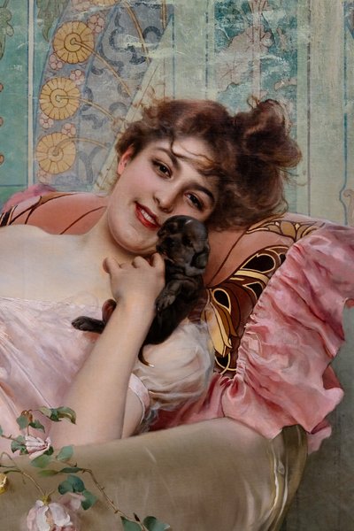 Senhora com um cachorrinho, detalhe 作： Vittorio Matteo Corcos