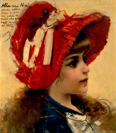 Vittorio Matteo Corcos (1859-1933) による Nini の肖像画、キャンバスに油彩、43x37 cm 作： Vittorio Matteo Corcos