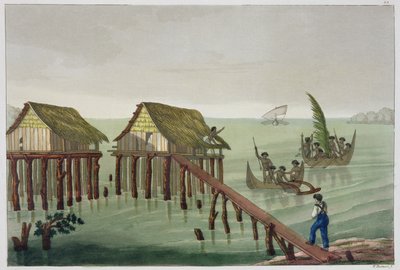 ジュールズフェラーリオの「ルコスチュームアンシェンエモデルヌ」のパプ族ラワクのプレート22の生息地、c.1820s-30sを公開 作： Vittorio Raineri