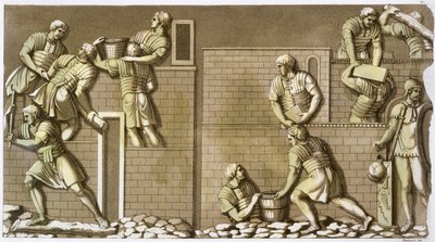 砦を建設するローマ兵、c1820-1839 作： Vittorio Raineri