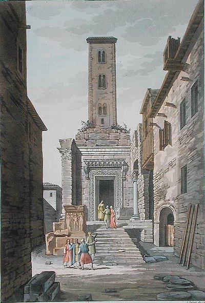 ユーゴスラビア、スプリット、アエスクラピウス神殿、1820年頃（彩色画） 作： Vittorio Raineri