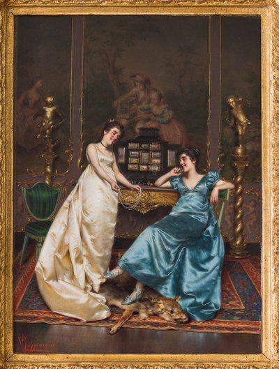 真珠のネックレス（キャンバスに油彩） 作： Vittorio Reggianini