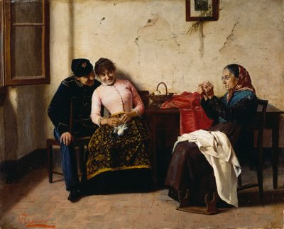 求婚者、ヴィットリオ・レッジャニーニ作（1858-1938）、キャンバスに油彩、65x59.5cm 作： Vittorio Reggianini