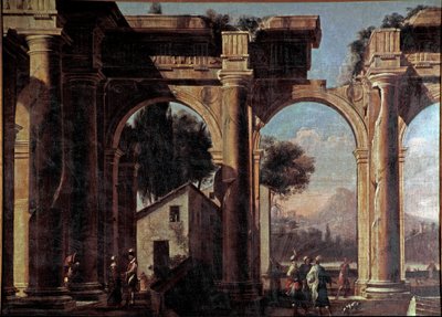 遺跡のある風景 ヴィヴィアーノ・コダッツィ（1604-1670）の絵画 17世紀 薄暗い 100x132 cm ヴェネツィア、コレール美術館 n 1037 作： Viviano Codazzi