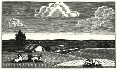 トーマス・ハーディの「Tess Of The DUrbervilles」のイラスト（彫刻）。 作： Vivien Gribble