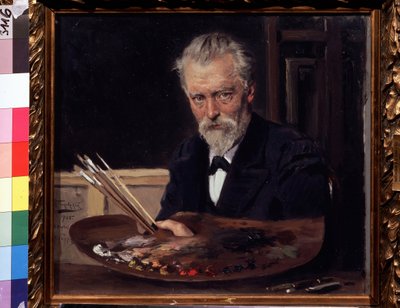 オートポートレート（自画像）。 Vladimir Yegorovich Makovski (Makovsky, Makovskij) (1846-1920) による絵画、huile sur toile 作： Vladimir Egorovic Makovsky