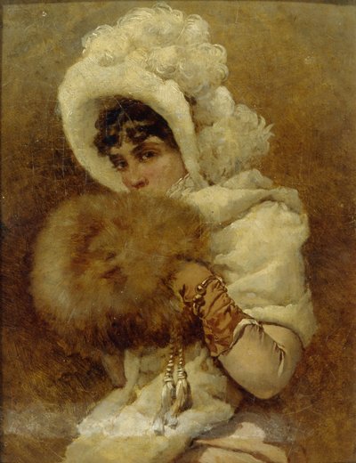 マフを持つ少女、1884 作： Vladimir Egorovic Makovsky