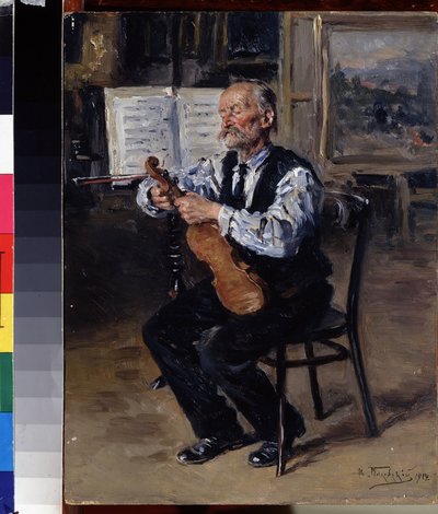 Luthier（ルシアー）。 職人がバイオリンを調律します。 Vladimir Yegorovich Makovsky（Makovsky、Makovskij）（1846-1920）による絵画、キャンバスに油彩 作： Vladimir Egorovic Makovsky