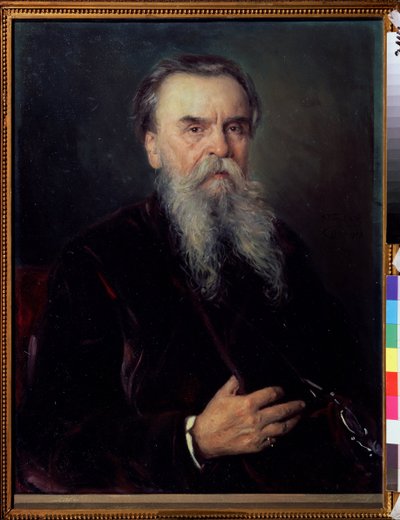 Portrait du collectionneur Ivan Tsvetkov (1845-1917) (コレクター I. Tsvetkov の肖像)。 Peinture de Vladimir Yegorovich Makovski (Makovsky, Makovskij) (1846-1920), huile sur toile 作： Vladimir Egorovic Makovsky