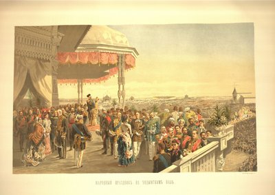 コディンカフィールドからのアレクサンドル3世皇帝の戴冠式に続く公の祝祭 作： Vladimir Egorovic Makovsky