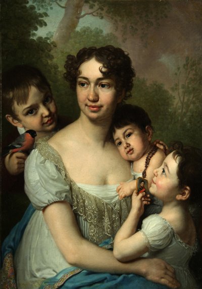 子供と一緒のイェレナ・バラショワの肖像c。 1811 作： Vladimir Lukich Borovikovsky