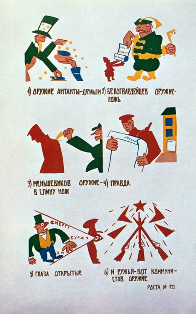 君主主義者に対する風刺画、オクナロスタ、1920年。 作： Vladimir Mayakovsky