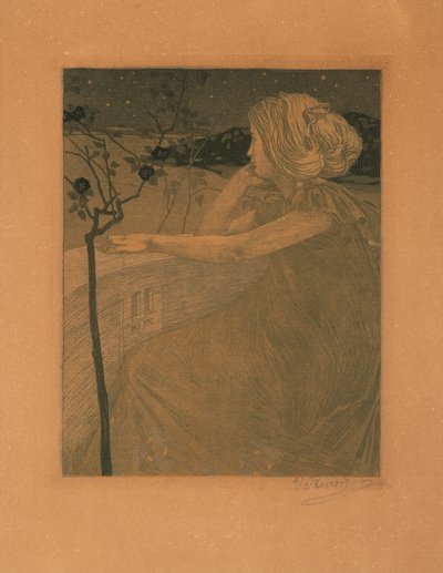 バルコニーでの瞑想、1899-1900。 作： Vojtěch Preissig