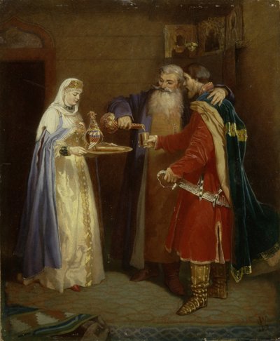 ボイヤーの歓迎ボイヤー・モロゾフをセレバレン王子に訪問、1865年 作： Vyacheslav Grigoryevich Schwarz