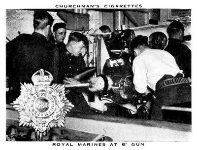 1937年に6ガンのロイヤルマリーンズ。 作： WA and AC Churchman