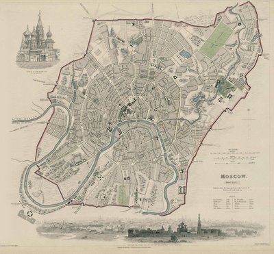 モスクワの地図、1836年 作： W.B. Clarke