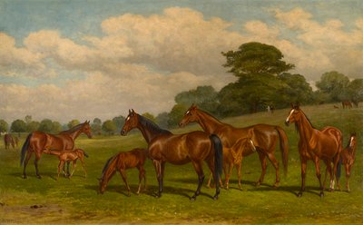 雌馬と子馬、1892年頃（キャンバスに油彩） 作： W.H. Hopkins