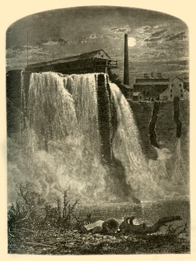 「西側、ジェネシーのアッパー フォールズ」、1874 年。 作： W.H. Morse