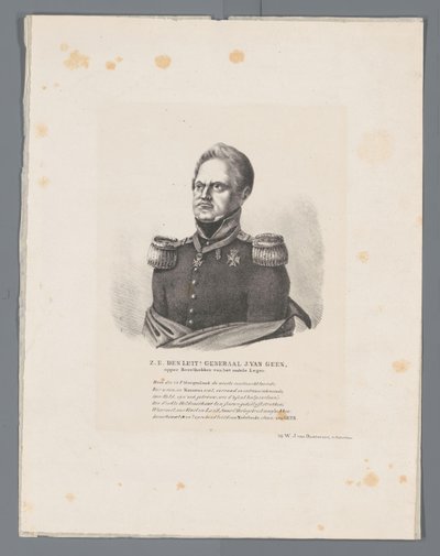 彼ら。 den 中将 J. ファン ジーン、移動軍の最高司令官 (オブジェクトの肩書) 作： W.J. van Oosterzee