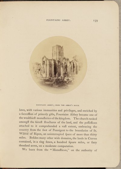 ファウンテンズ修道院；修道院長の家から 作： W.R. Sedgfield