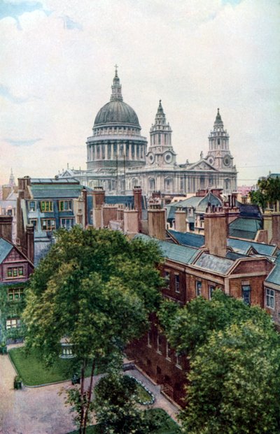 セントポールズ大聖堂、ロンドン、c1930年代に向かって古いベイリーからの眺め。 作： W.S. Campbell