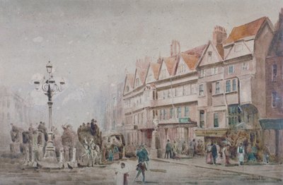 1860年、ロンドンのホルボーンとステイブル・インの南側に沿って東を望む。           作： W Allen