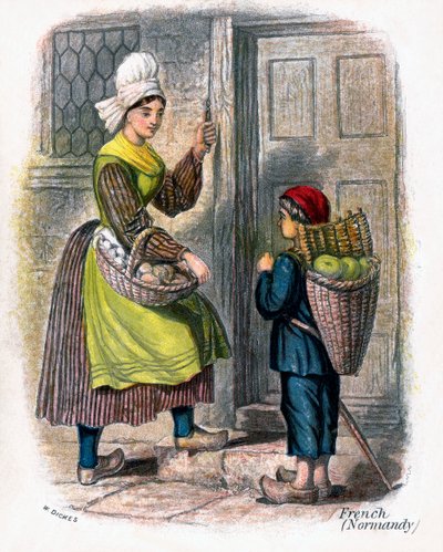 果物を売るフランス人女性と子供」1809年 作： W Dickes
