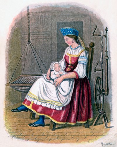 ロシアの女と赤ちゃん、1809年。 作： W. Dickes