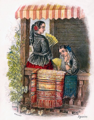 スペインの少女、1809年。 作： W. Dickes