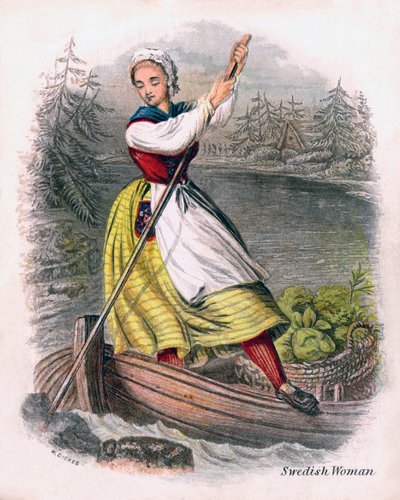 スウェーデンの女性漕艇、1809年。 作： W. Dickes