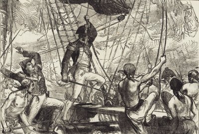 海戦（リトグラフ 作： John Ward Dunsmore