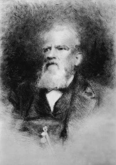 イタリアの作曲家、アルベルト・マズカート（1813-1877）の肖像、エッチング 作： John Ward Dunsmore