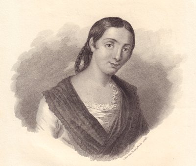 イタリア人作家ジュスティーナ・レニエ・ミッチェル（1755-1832）の肖像、銅版画 作： John Ward Dunsmore