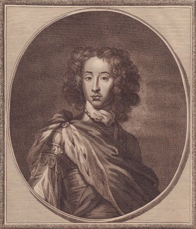グロスター公爵であるデンマーク・ノルウェーのウィリアム（1689-1700）の肖像、G・クネラーの絵画からジョン・ゴールダー（1729-1795）による銅版画、20x17cm、ポール・ド・ラパンの『イングランドの歴史』から、ハリソン版、ロンドン、1月22日。 作： John Ward Dunsmore