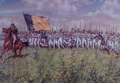 チッパワの戦い」（カラーリトグラフ 作： John Ward Dunsmore