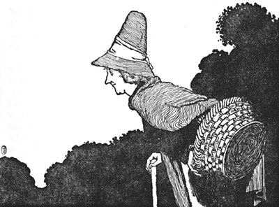 そして、ベリーいっぱいのバスケットを持った老婆に会った、c1930 作： William Heath Robinson