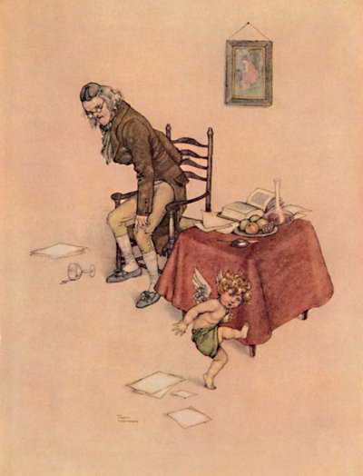 彼は老人ラップから飛び降り、床の上で彼の周りを踊りました、c1930 作： William Heath Robinson