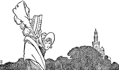 カレンと老婦人が教会に歩いた、c1930 作： William Heath Robinson