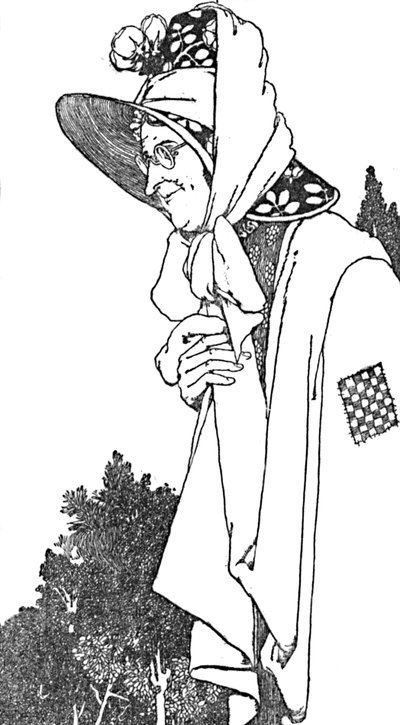 彼女はその上に最も美しい花が咲く大きな帽子をかぶっていた、c1930 作： William Heath Robinson