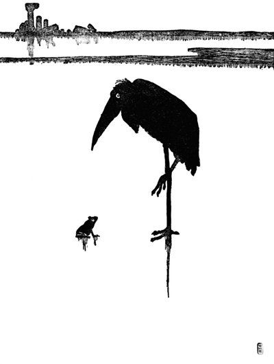 ナイル洪水は引退した、c1930 作： William Heath Robinson