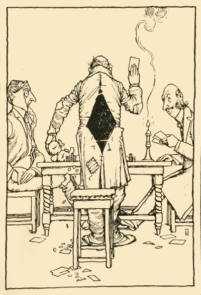 ダイヤモンドのエースのWininngカード、1910年。 作： William Heath Robinson