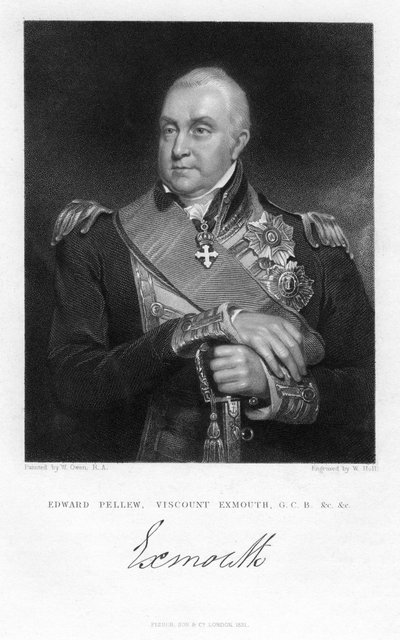 エドワードペルー、第1子爵エクスマウス、イギリス海軍士官、1831年。 作： W. Holl