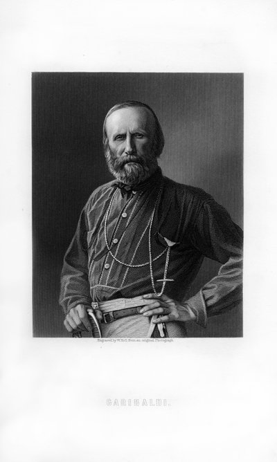イタリアの愛国者でリソルジメントの兵士であるジュゼッペガリバルディ、1893年。 作： W. Holl