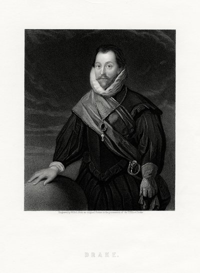 サー・フランシス・ドレイク、イギリスの私人、航海士、海軍の開拓者、政治家、19世紀 作： W. Holl