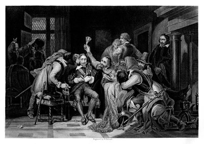 警備室にいるチャールズ1世、1860年 作： W. Hulland