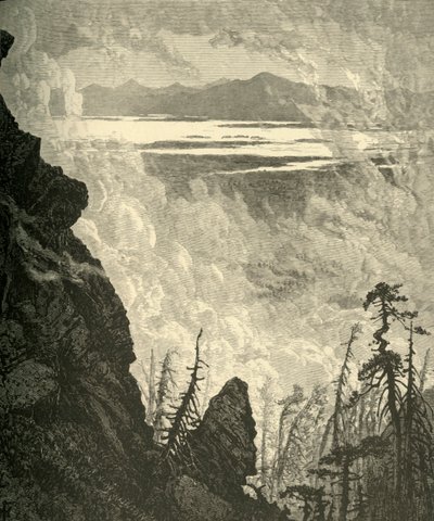 頂上からのシャンプラン湖の眺め」1874年 作： W. J. Linton