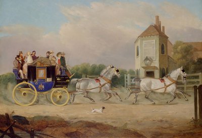 Stourbridge to Birmingham Royal Mail Coach、1842年。   作： W. J. Pringle