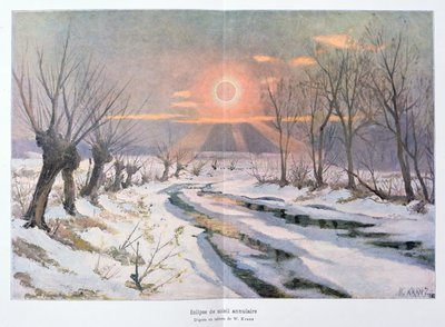 H. Kraemerによる「L&39;Univers et l&39;Humanite」のイラストによる太陽の金環日食 作： W.クランツ