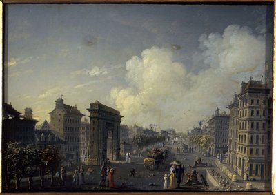 サン・ドニの港と大通り、1801年から1850年の間（油彩、絹、ガラス） 作： W. Lebelle